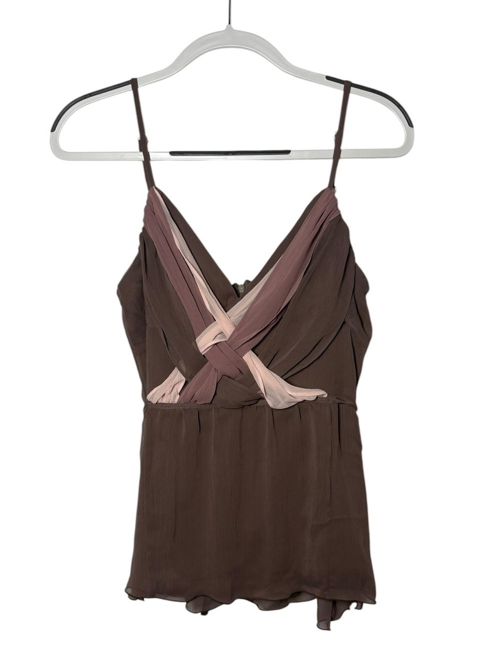 Y2K Candie’s Criss Cross Babydoll Cami Top Brown Pink Size Large Fairycore